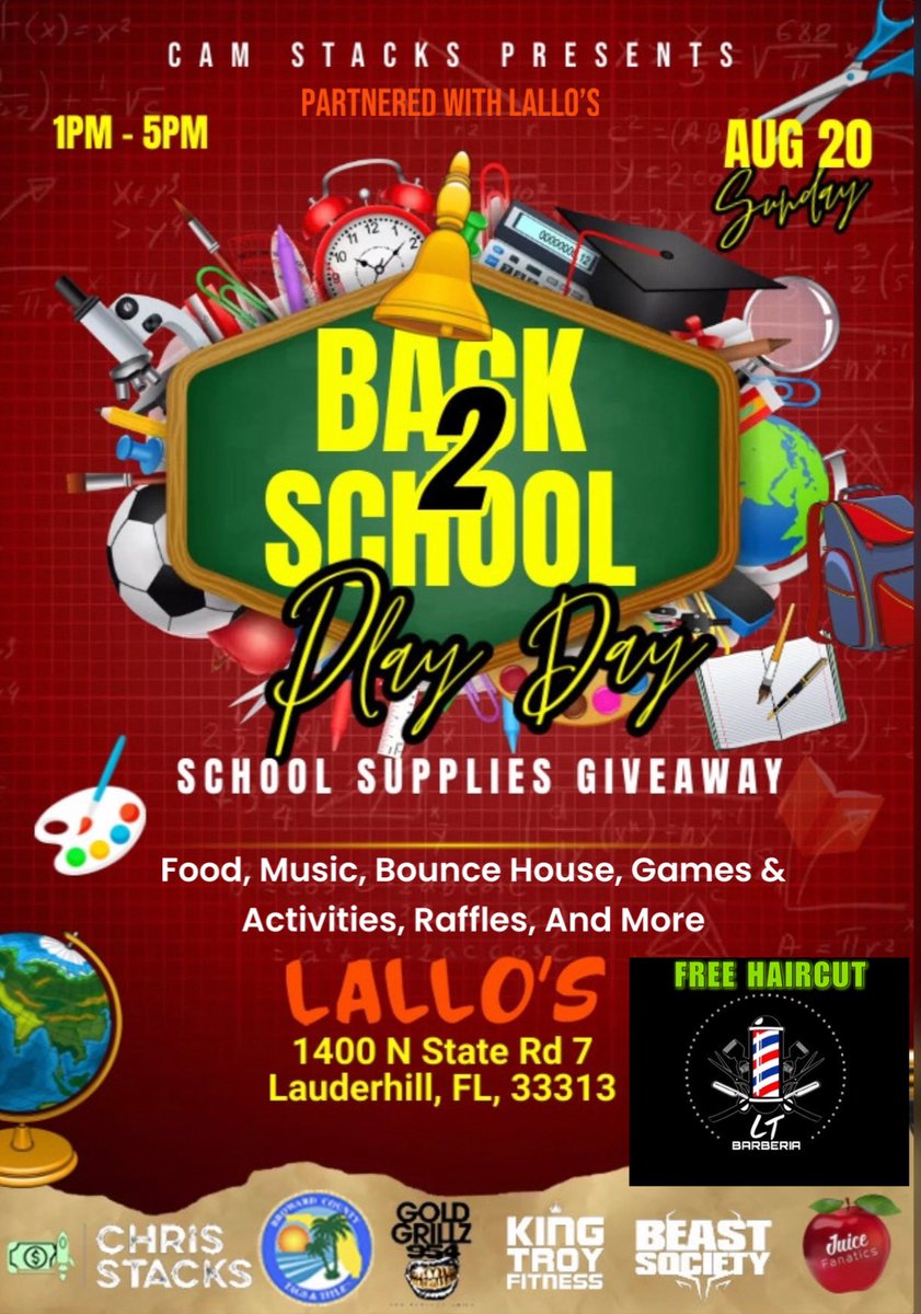 IAmChrisStacks's tweet photo. Today Bring The Kids Out For Some Fun And Giveaways Before School Starts 😎 
Hosted By @Cam.Stacks_ 

They’ll Be FREE Haircuts, Food, Music, Bounce House, Games &amp; Activities, Raffles, And More https://t.co/2i0W1OHvJr