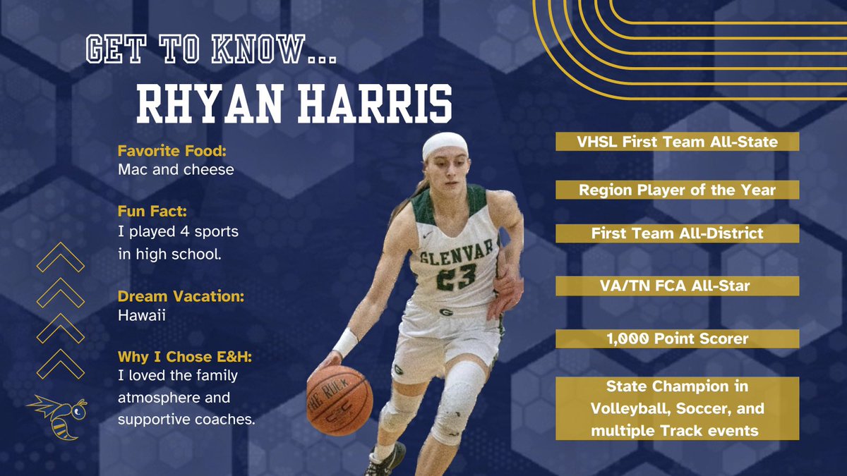 Next up with our “Get to know our Freshmen” series is #23, Rhyan Harris. Rhyan is from Salem, VA. She is a 5’8” guard planning to major in exercise science.
