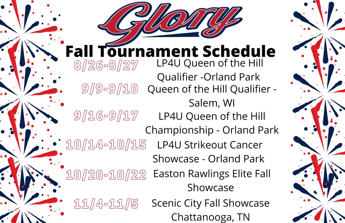 Super excited to announce our Fall Tournament Schedule! Can't wait for another amazing year!  See you there!  

#allgutsallglory