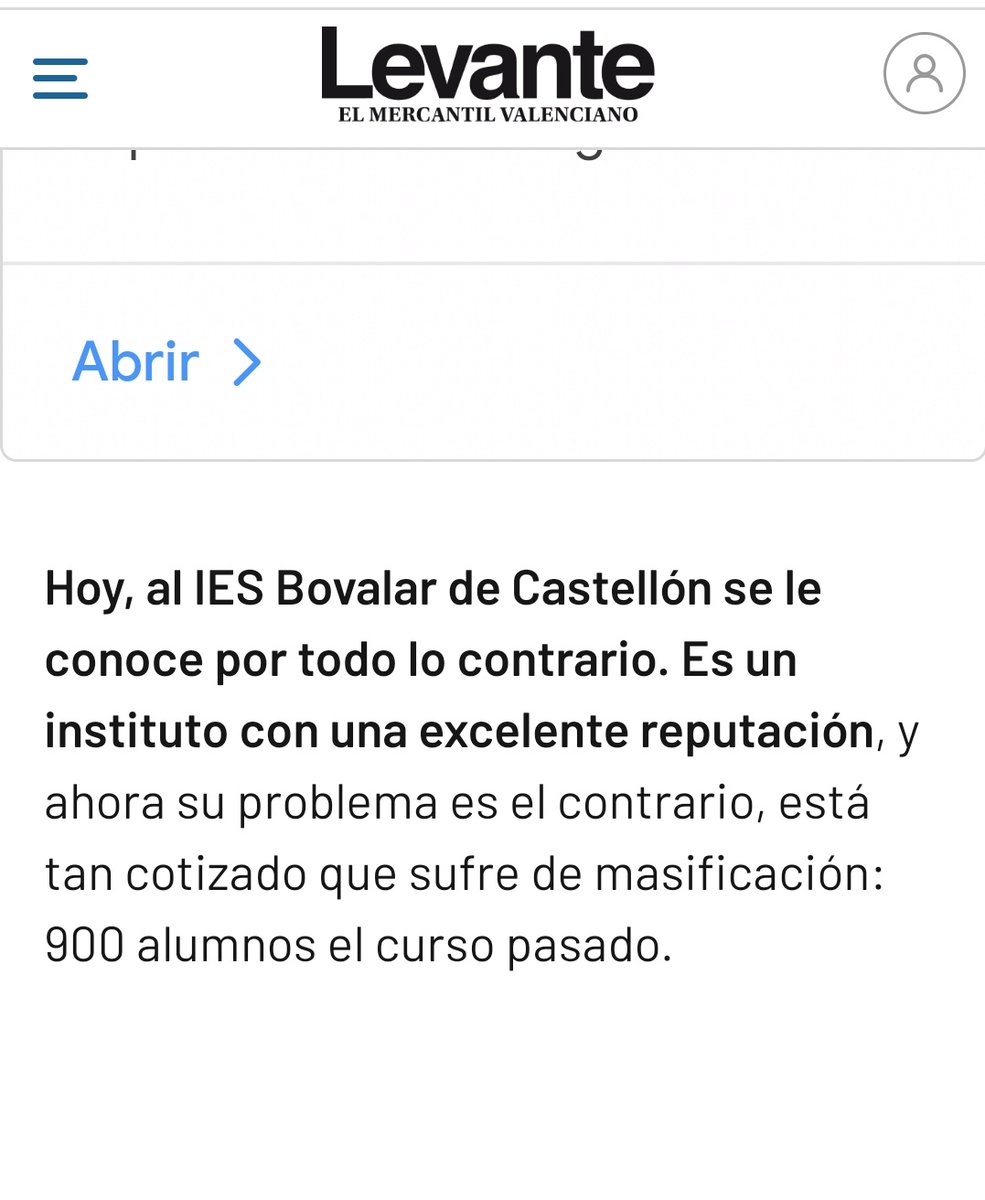 empiezaporlaA's tweet photo. Del artículo de hoy sobre el @iesbovalar en @levante_emv coincido en algunos puntos y en otros no, pero hay algo por lo que no paso, por lamentable y dañino: que se venda como hazaña lo que es un fracaso de la administración. 👇 https://t.co/8giFduhr9a