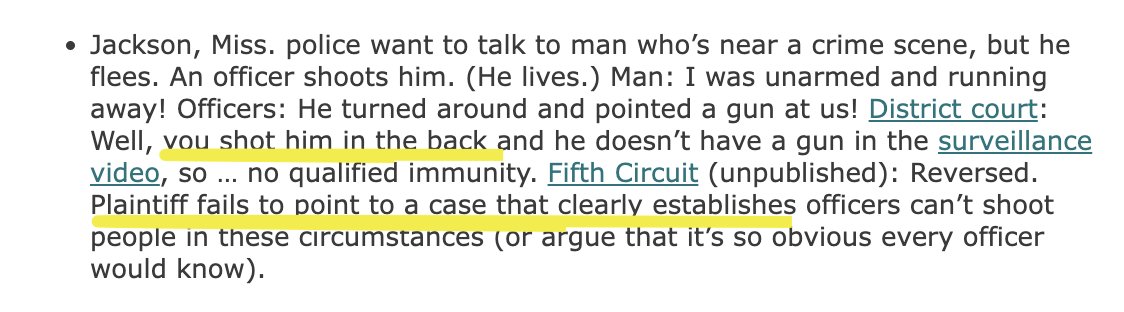 qualified immunity: where 'it's unconstitutional to shoot an unarmed man in the back' is beyond what the court will think a cop should know without notice