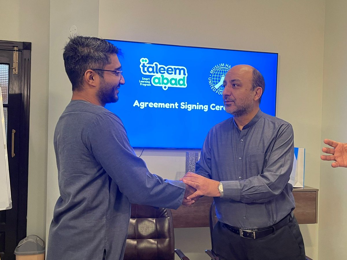 A New Chapter in Education! 
Muslim Hands &amp; Taleemabad have united to create a powerful impact on children's learning in Pakistan through signing an MoU.  Get ready to witness a wave of positive change!  #QualityEducation #TaleemabadMuslimHandsAlliance <a href="/taleemabadapp/">taleemabad</a>