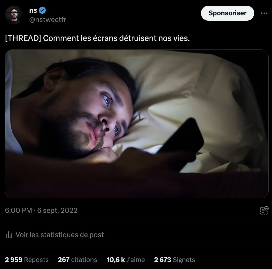 nstweetfr's tweet image. 1) Établissez une routine de sommeil.

Créez une routine avant de vous coucher et lorsque vous vous réveillez.

Avant le coucher :

- Pas d'écran 
- Lisez un livre 
- Méditez

Au réveil :

- Buvez de l'eau
- Pas d'écran pendant 30 minutes 
- Marchez

Cela va CHANGER votre vie...