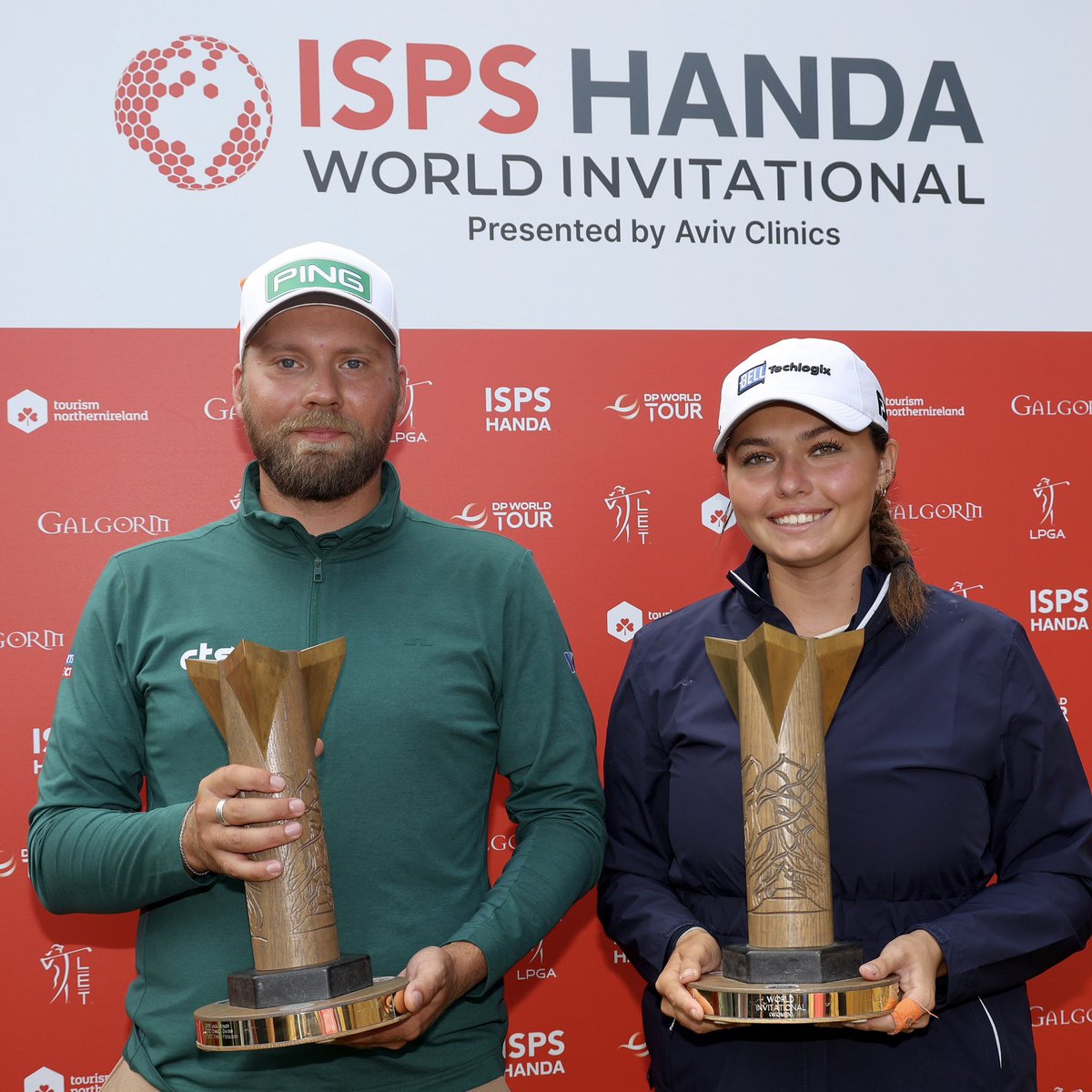 Your 2023 ISPS HANDA @World_Inv_Golf champions @alexapanogolf and @danbrown212! 👏 #WorldInvitational #PowerOfSport