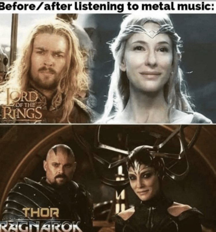 Being a fantasy metal artist I see this as the bottom before and the top after listening to metal. 😂 #lotr #lordoftherings #metalheads #fantasymetal