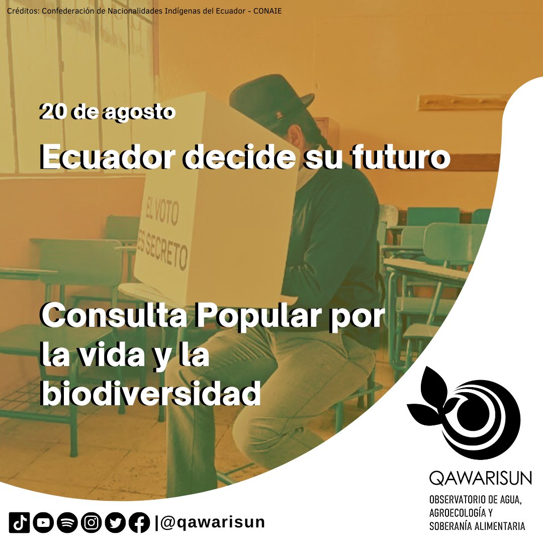 qawarisun's tweet photo. 🌱#Qawarisun | Además de las Elecciones Anticipadas del hermano país de Ecuador 🇪🇨, se desarrolla la #ConsultaPopular por el #ChocóAndino y el #Yasuní, valiosas oportunidades para orientar la forma de ver el desarrollo, el respeto a los derechos colectivos y de la naturaleza🗳️ https://t.co/bEbey82D4U