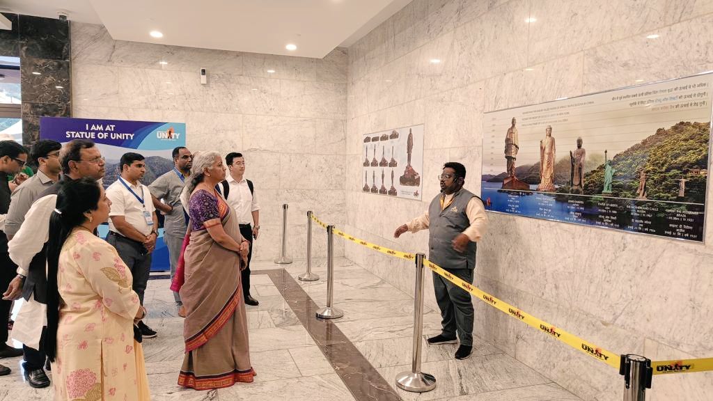 nsitharamanoffc's tweet photo. Some glimpses from Smt @nsitharaman's visit to Statue of Unity (@souindia) in Kevadia, Gujarat. https://t.co/qJ13V4ev8G