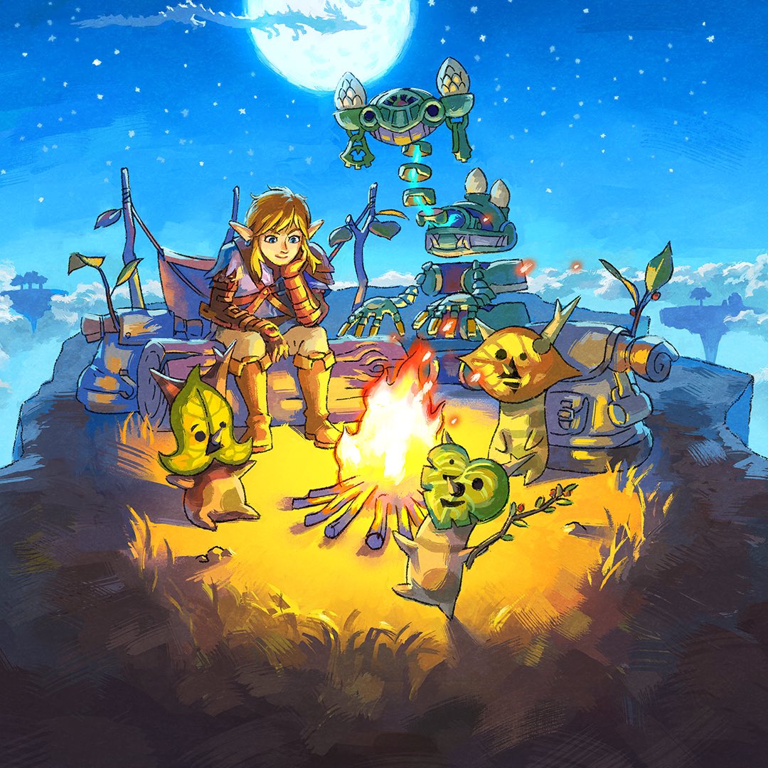Nintendo shares beautiful artwork of Link and his friends at a campfire! #Zelda
