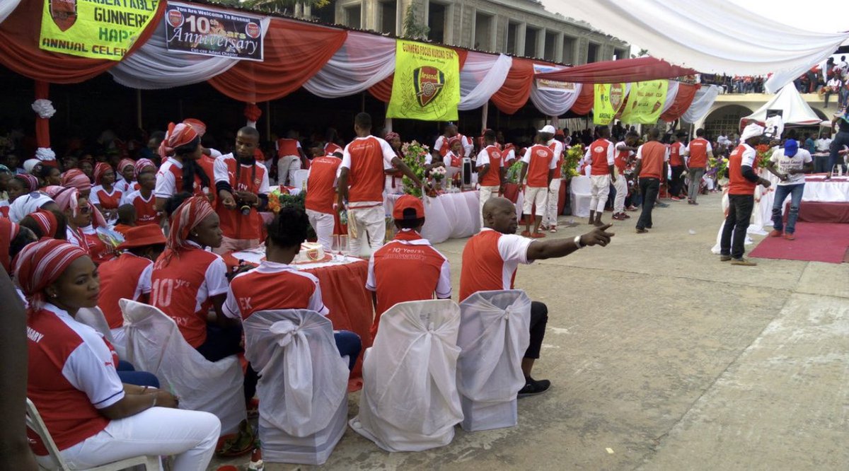 prelezor's tweet image. Arsenal fans celebrating “Arsenal Day”Kogi State, and they do this every year since 2006. Are you kidding me? 🤔

#Arsenal #EPL23 #EPLmatch