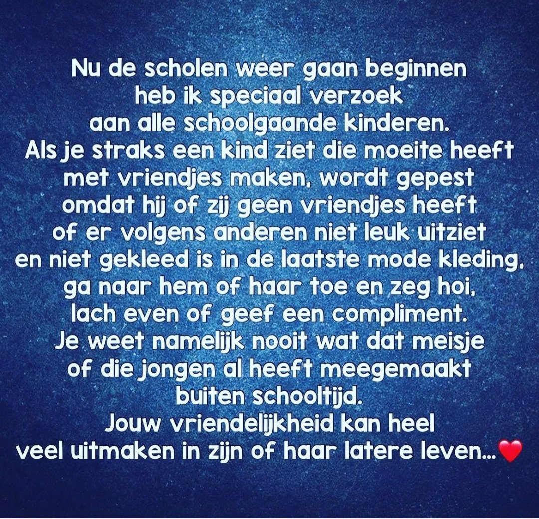 #backtoschool #omziennaarelkaar #wijstaanoptegenpesten