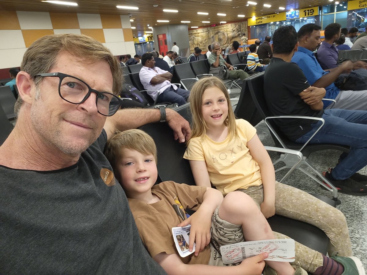 These kids are travel warriors. They slept for 2hrs in the hotel, then 40mins in the car, and after an hour of formalities, and selfies, we are waiting at the gate, for 2:30am departure. #thankyouIndia
