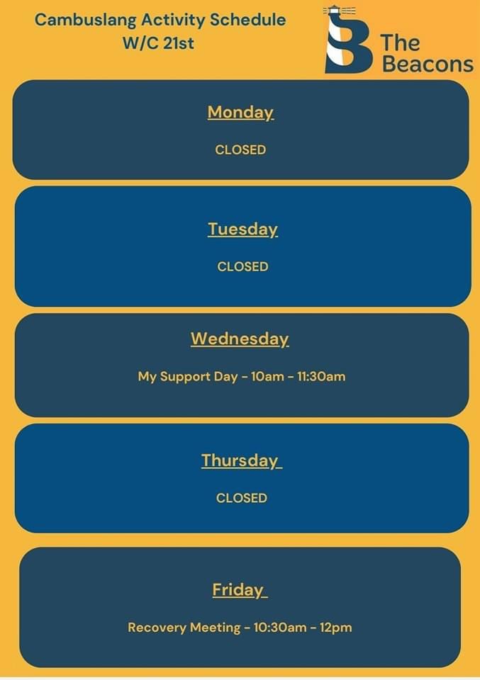 South Lanarkshire Beacons (@southbeacons) on Twitter photo Lots happening this week across the 4 Beacons. See posters below โฌ๏ธ for details in individual Beacons. #wedorecover #recovery <a href="/Liber8888/">Liber8</a> <a href="/SouthLanADP/">South Lanarkshire ADP</a> <a href="/DesFund/">Delivering Equally Safe</a> <a href="/MySupportDay1/">My Support Day</a> <a href="/ALLIANCEScot/">The ALLIANCE</a> <a href="/ProjectSaoirse/">Project Saoirse</a> โฌ๏ธโฌ๏ธโฌ๏ธโฌ๏ธ Lots happening this week across the 4 Beacons. See posters below โฌ๏ธ for details in individual Beacons. #wedorecover #recovery <a href="/Liber8888/">Liber8</a> <a href="/SouthLanADP/">South Lanarkshire ADP</a> <a href="/DesFund/">Delivering Equally Safe</a> <a href="/MySupportDay1/">My Support Day</a> <a href="/ALLIANCEScot/">The ALLIANCE</a> <a href="/ProjectSaoirse/">Project Saoirse</a> โฌ๏ธโฌ๏ธโฌ๏ธโฌ๏ธ