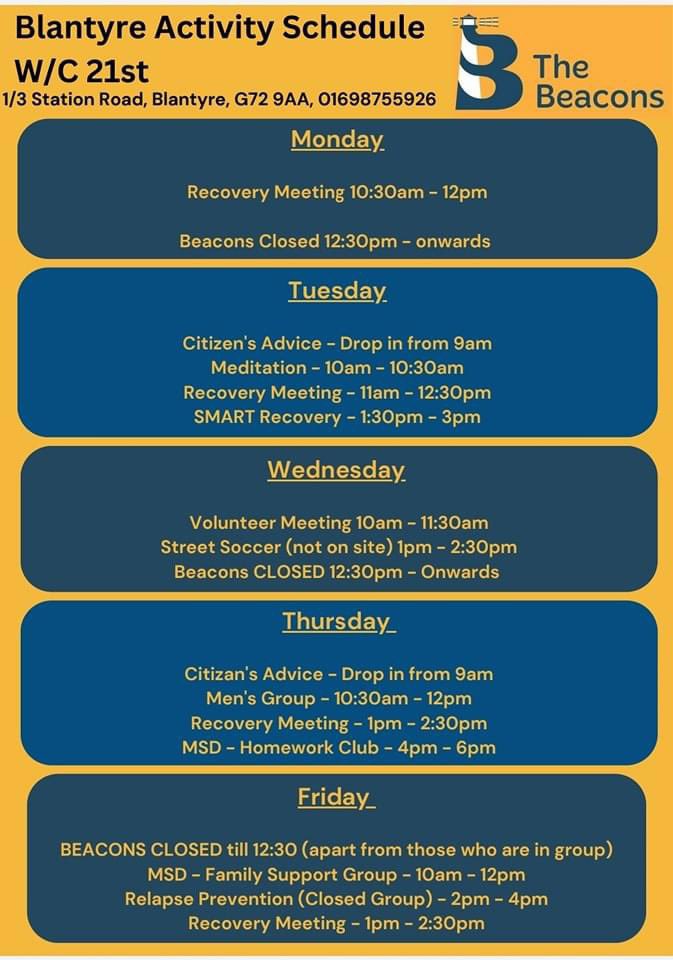 SouthBeacons's tweet photo. Lots happening this week across the 4 Beacons. See posters below ⬇️ for details in individual Beacons. #wedorecover #recovery @Liber8888 @SouthLanADP @DesFund @MySupportDay1 @ALLIANCEScot @ProjectSaoirse  ⬇️⬇️⬇️⬇️ https://t.co/fkLyzWAi4y