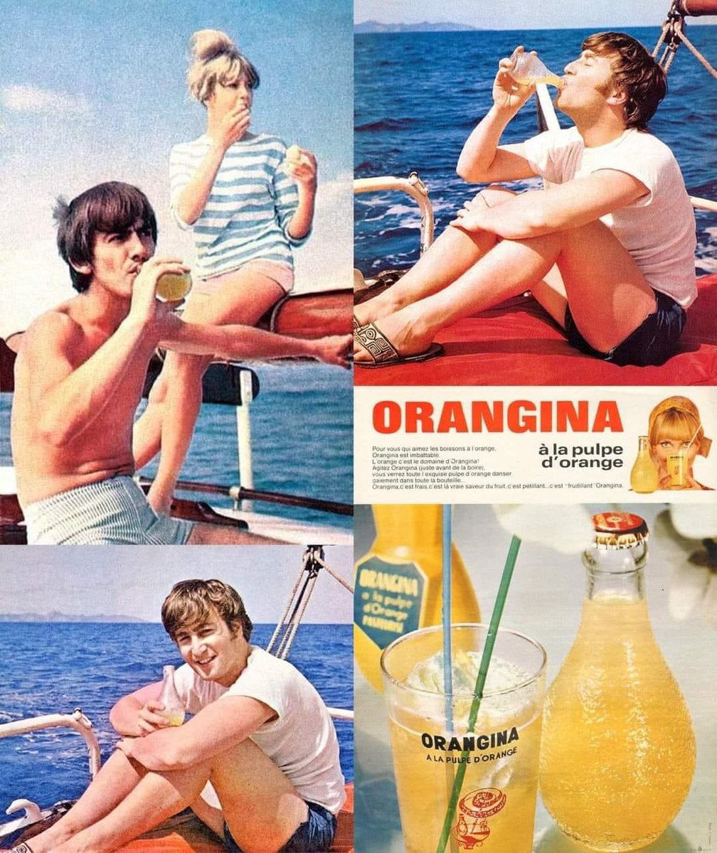 The Beatles promoting Orangina 🍊 it’s like @YesterdaysBrit1 was booking their PR gigs
