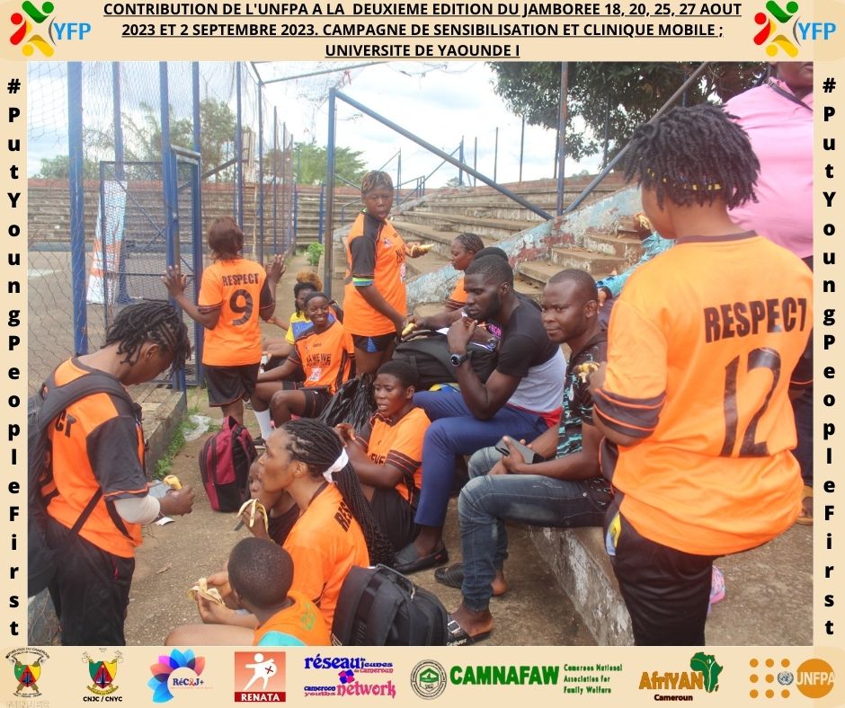 Y3zeros's tweet photo. Ds le cadre de l'appui technique &amp; financier de l'@UNFPACameroon à l'édition 2 du #NAWEWE Sports Jamboree.Le @Y3zeros se déploie pr la 2e jrnée des activités à l'UY 1 pr une sensibilisation sur la #SSR et emmener les 👫 à se rapprocher de la 🚑pr une offre de sce gratuite en #PF. https://t.co/xWaCMxyjNY