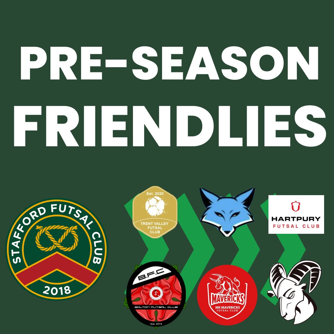 ✅ 6th of 6 pre-season friendlies complete.
🤝 Thankyou to Derby B today for the hospitality and quality venue.
🍀 Best of luck this season to everyone we've played in the PSFs - much appreciated.
💚 See you on 10th Sept for our home Cup game vs. Northampton Lions
#staffordfutsal