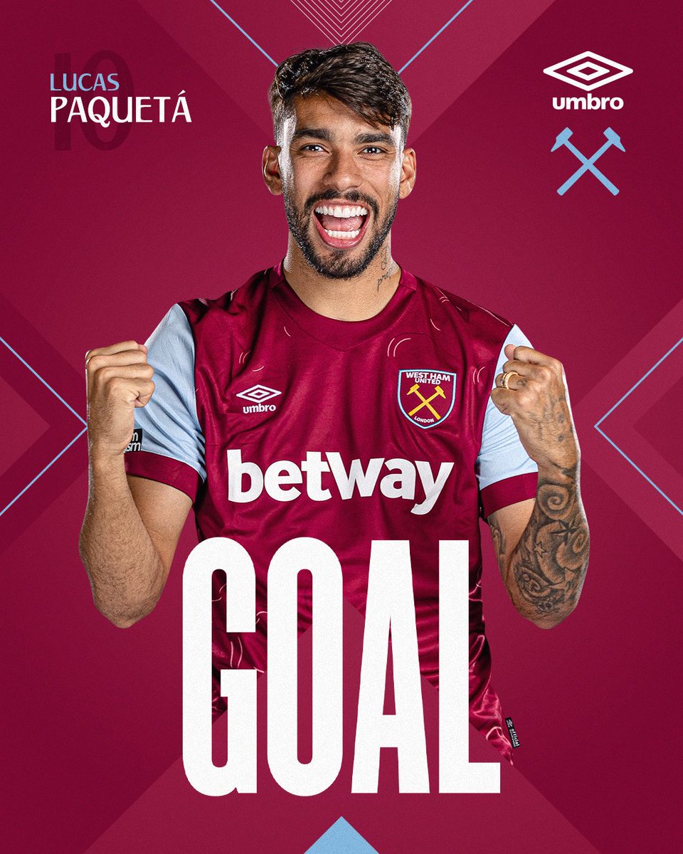 WestHam's tweet photo. PAQUETÁ PUTS IT AWAY! ⚒️

⚒️ 3-1 🔵 (95') https://t.co/BQaN7HZbUa