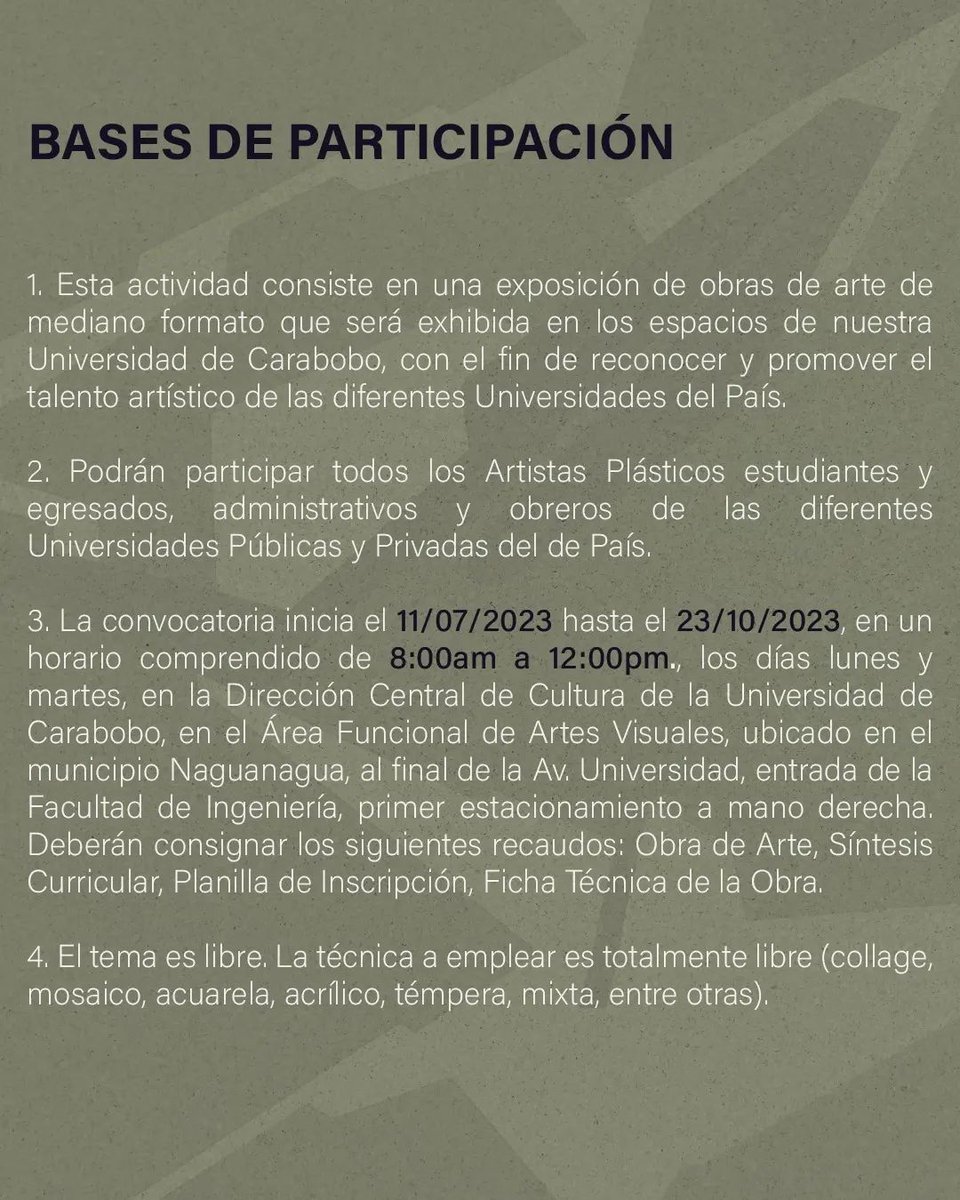 FM_UC's tweet photo. #Cultura || @CulturaUC Invita a participar en el Salón de Pintura Universitaria UC 2023 "Elsa Gramcko".

@UCarabobo
@dimetel
@javier1miranda https://t.co/rOycU8hY1p