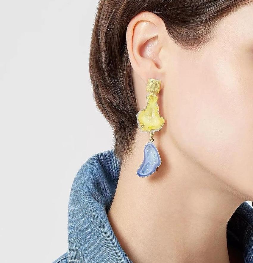 CIFDtweets's tweet photo. Yellow and Blue from #magpierosejewellery #irishfashion #jewellery #Irishjewellery #earrings #statementearrings #geoderocks #crystals #Irishfashionart #magpierose #dianewoods #Irishdesign #CIFD https://t.co/N1BNGUzjJu