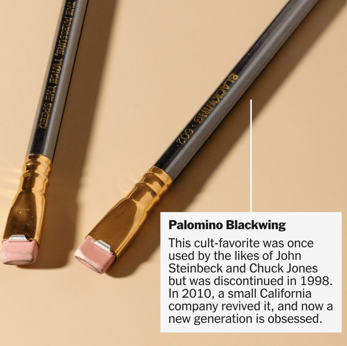 nytimes's tweet photo. It may be the most expensive pencil @Wirecutter has tested, but it’s pretty much unsurpassed in quality and makes our testers feel like they're capable of writing the next great American novel. https://t.co/DNinIqrrSm https://t.co/o004ThAyk1
