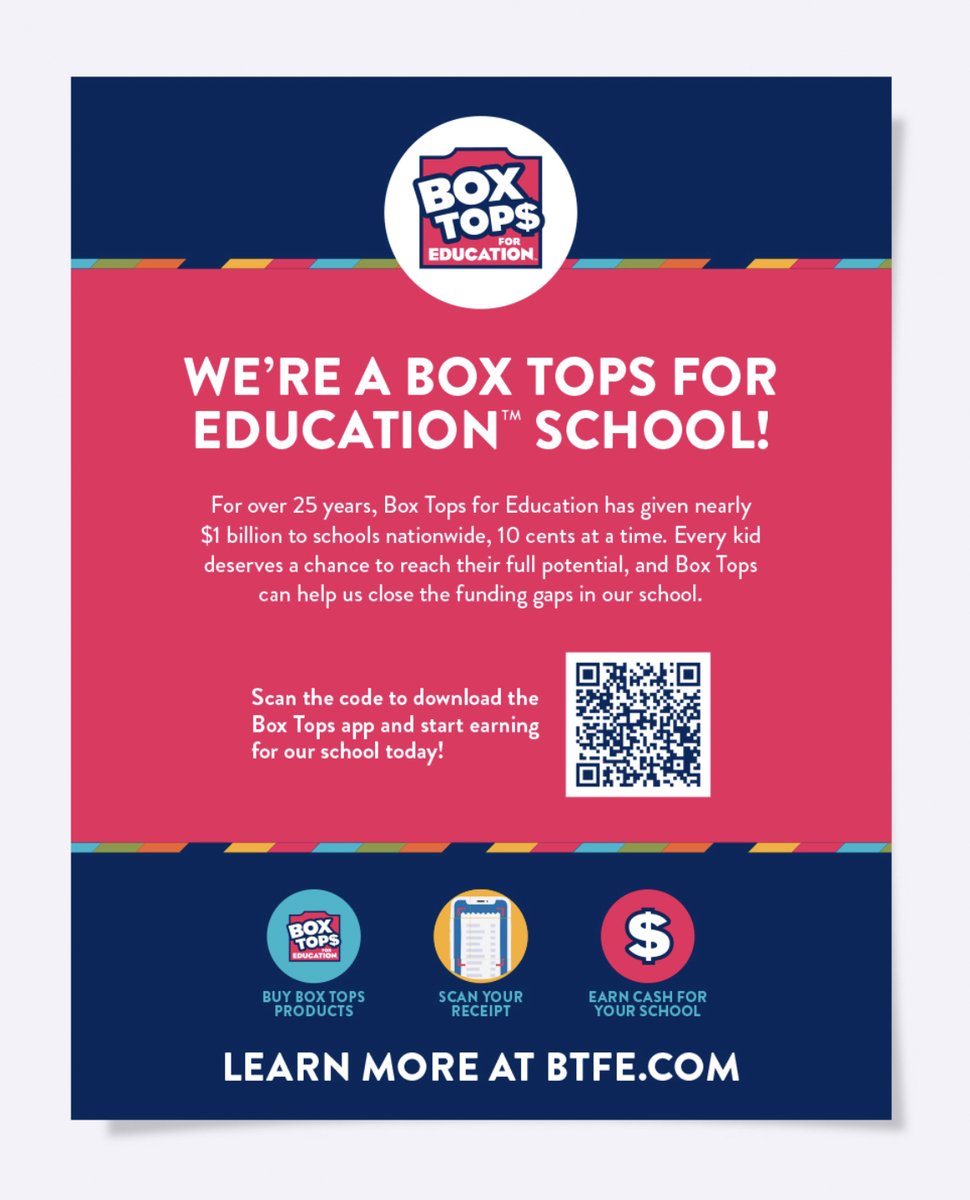 mywmspta's tweet image. 𝐃𝐢𝐝 𝐲𝐨𝐮 𝐤𝐧𝐨𝐰 𝐁𝐨𝐱 𝐓𝐨𝐩𝐬 𝐢𝐬 𝐧𝐨𝐰 𝐝𝐢𝐠𝐢𝐭𝐚𝐥?
Use our referral code LVT71AQ6 when you sign up and you’ll get 25 Bonus Box Tops when you scan your first receipt. Download the Box Tops app: btfe.smart.link/c2jjdifkw?refe…

#BoxTops #WMS #WileyMiddleSchool #PTA