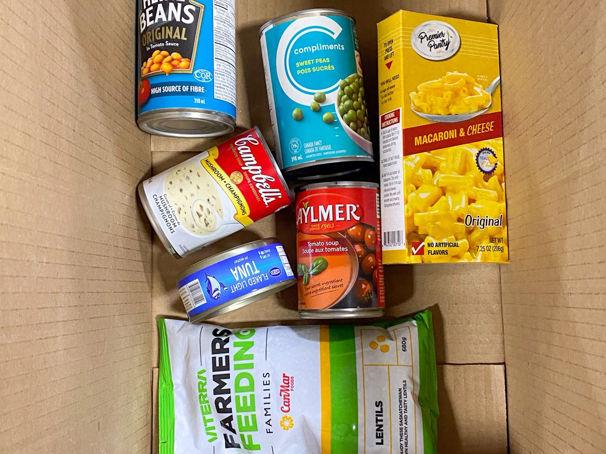 These are some of the items you'll find in one of our food hampers for people with no dietary restrictions. We then add fruit/vegetables, dairy products, cereal, oatmeal, pasta, sauces, meat and bread. 

Thank YOU! #yeg #edmonton 

edmontonsfoodbank.com/donate-now/