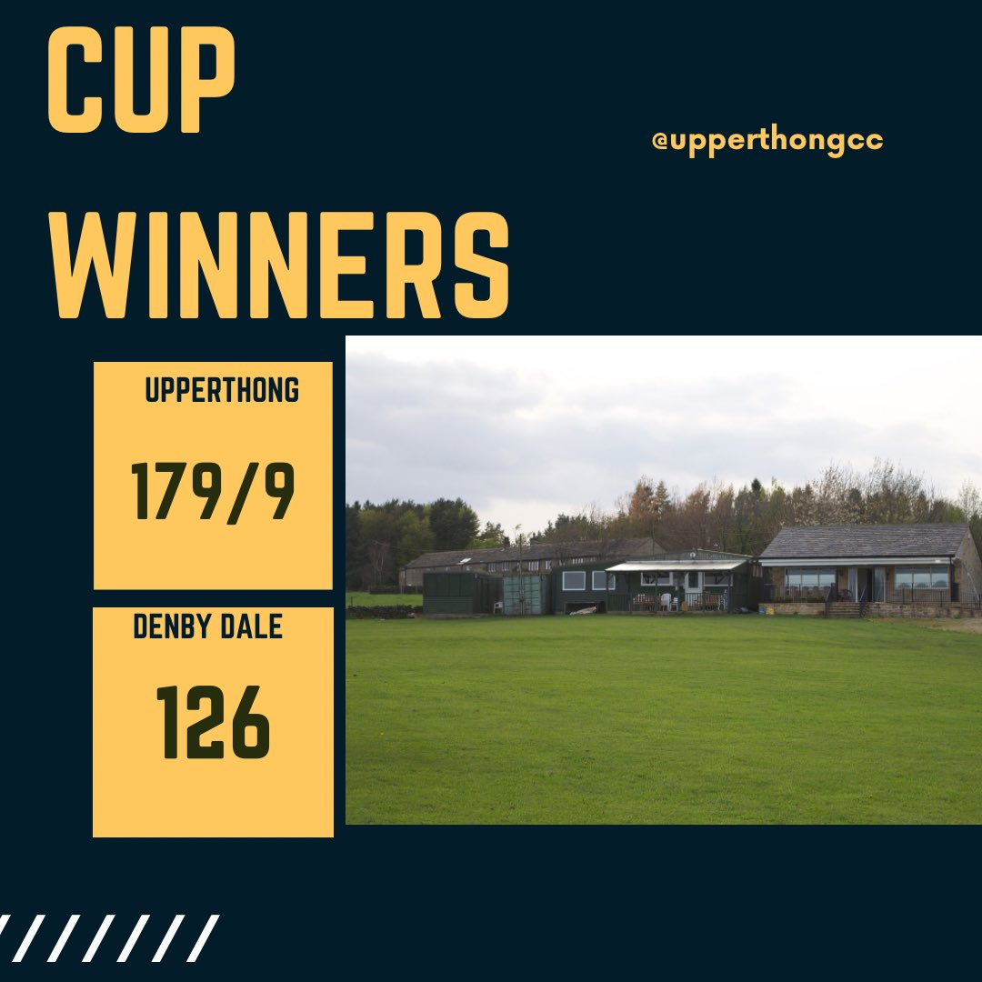 UPPERTHONG CC ARE THE 2023 ODDFELLOWS CUP CHAMPIONS.
Congratulations lads and enjoy your celebrations tonight. Commiserations to Denby Dale CC, best of luck for the rest of your season!