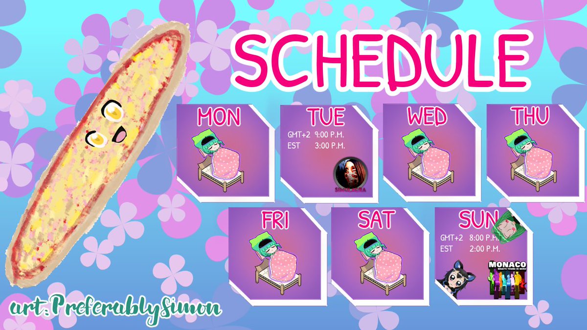 MagicRayumi's tweet photo. 🌸Schedule 14 - 20 August🌸
Fan emoji:🍵
🍵#rayumi_art🍵
🍵#rayumi_live 🍵
🍵#rayumi_magic🍵
#VtuberUprising #schedule #Simulacra2 #MonacoWhatsYourIsMine https://t.co/kFg8bG3fbU