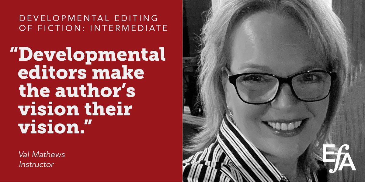 📣FALL SESSION!📣 The next session of Val's popular Dev Editing of Fiction class starts 10/18! If you have experience in fiction dev editing or have taken the beginning class, this four-week class will take your skills to the next level. To register: the-efa.online/DE-int-fa23