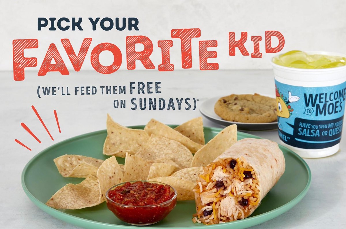 MoesHR's tweet image. Jk - all kids are welcome at Moe's Hampton Roads! 🎉 Kids eat free on Sundays with purchase of an adult entrée.