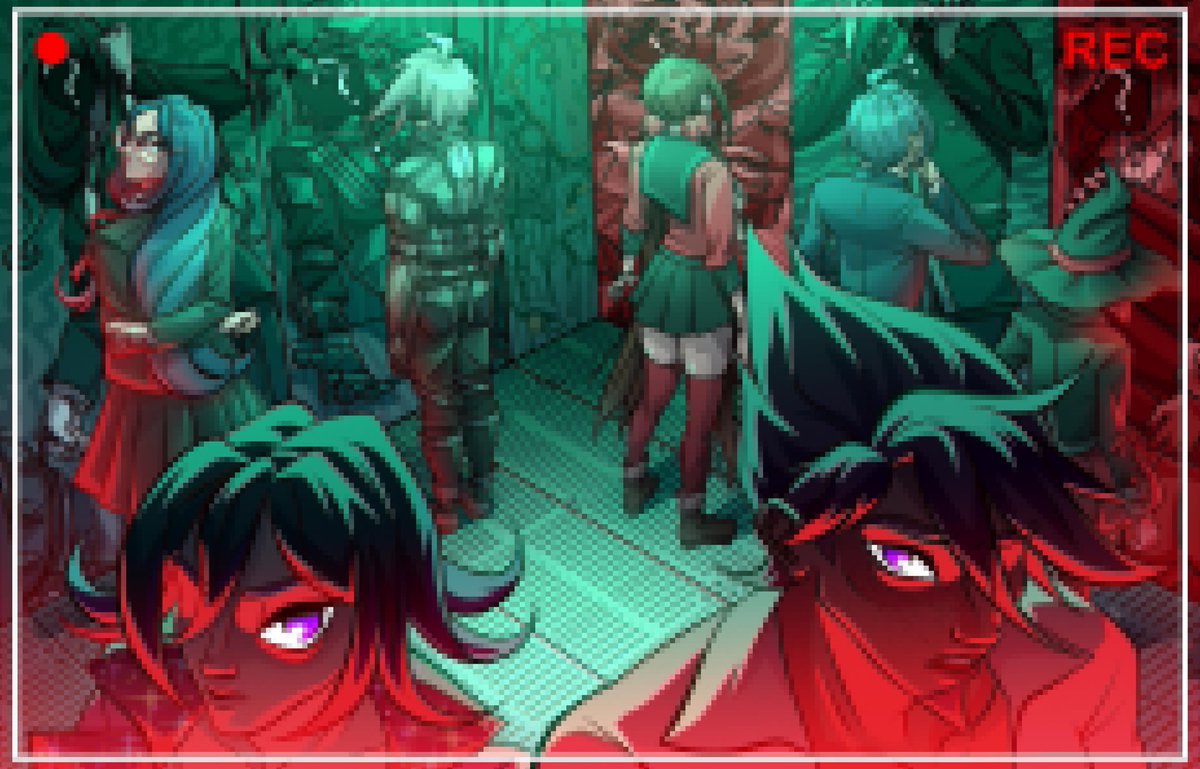 v3chapter5zine's tweet photo. .:ANNOUNCEMENT AND COVER REVEAL:.

We managed to find the last known footage of all 7 remaining students together thanks to the amazing @waveglox ! *sneezes* but we’re allergic to A/I so we can only reveal it in low res for now.

Catch the zine release on our NEW date: Aug 30! https://t.co/1iLsAxBjt9