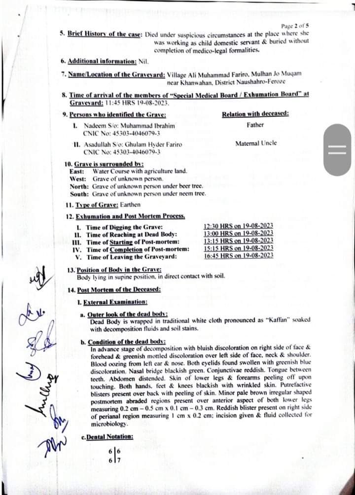 SSDOPakistan's tweet photo. Deeply concerned to see this horrifying post-mortem report of innocent Fatima. She was raped by the Pir & tortured her to death. Hope our respected judges will also ensure justice to #Fatima & many other women & men who were rescued from the Haveli of Pir. The cases of #Fatima & #Rizwana are worst form of Trafficking in Persons and modern day slavery & should be trialed under section 3 of Prevention of Trafficking in Persons Act 2018. #JusticeForFatimaFariro #JusticeForFatima @SindhChild @SHRC_official @AseefaBZ @BBhuttoZardari @ShaziaAttaMarri @NJLahori @TheMahiraKhan @Ahsankhanuk @AfshanTehseen @AyeshaRaza13 @amnaappi @SarahAhmad_CPWB @JTIP_State @usembislamabad @DoDCTIP @Freedom_Fund @StateDRL @StateINL @UNICEF_Pakistan @IOM_Pakistan @UNODCPakistan