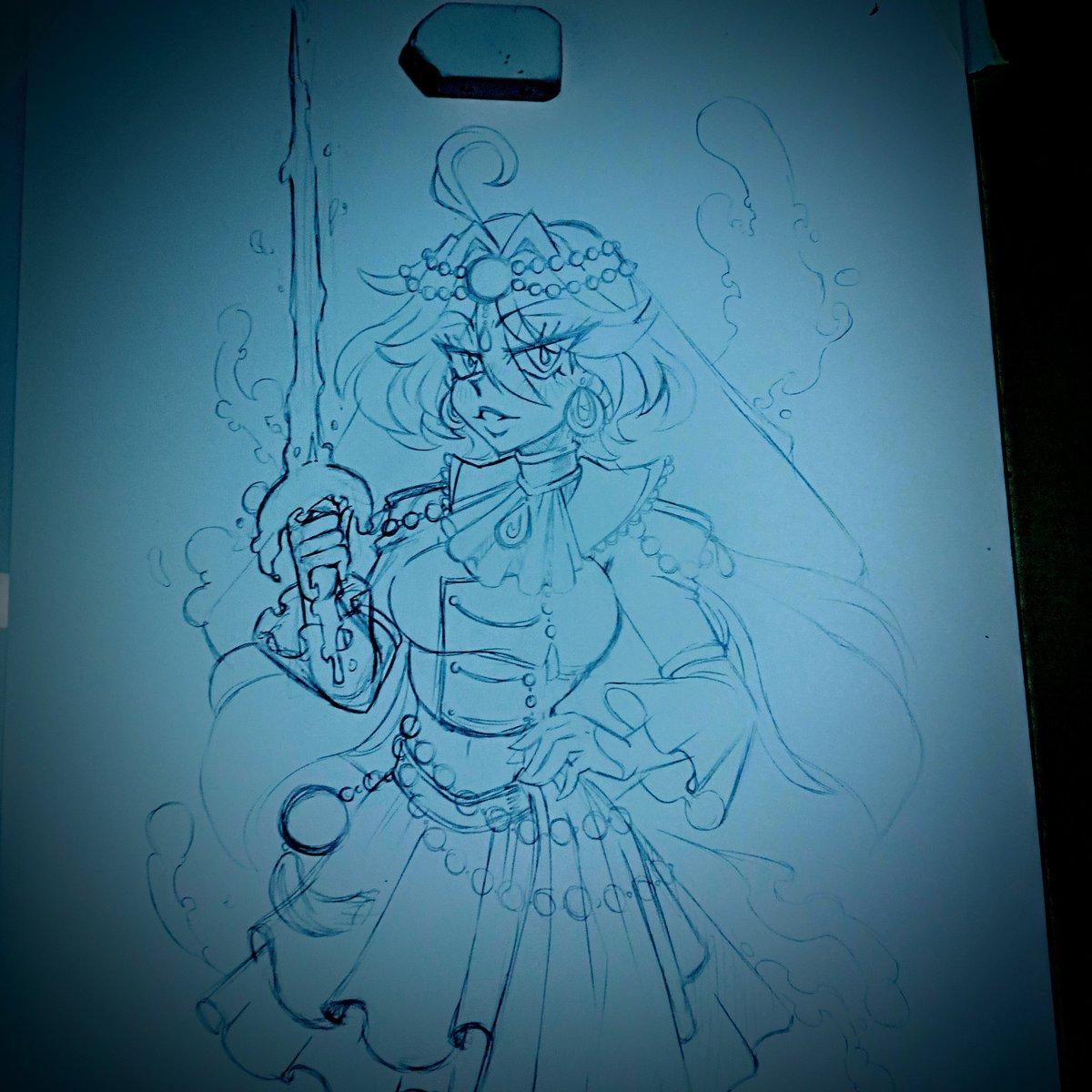 AppleJellySlime's tweet photo. W.i.p #sketch for my *Heaven Vest* #Focalors 
Just imagined an alternative Archon dress. 
#Genshin https://t.co/pwjPzFyGwY