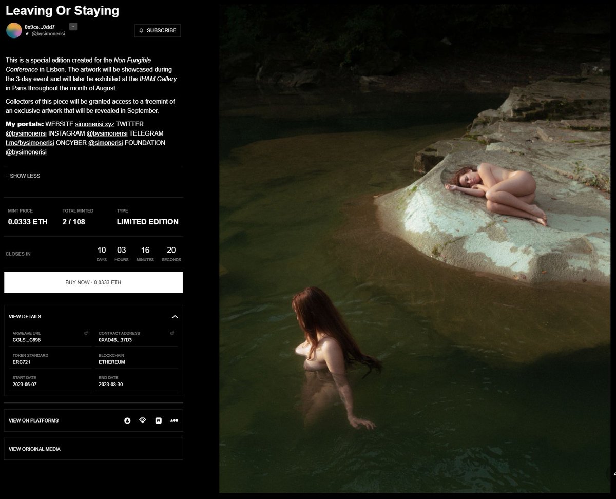 GM fam ✨ 'Leaving Or Staying' is available for the last 10 days! 

Thanks again to <a href="/NFCsummit/">NFC SUMMIT - LISBON - JUNE 4-6 2025</a> , @ihamnft and <a href="/joynxyz/">Joyn</a> for this amazing chance and for helping spread my photography worldwide 🌍🔮