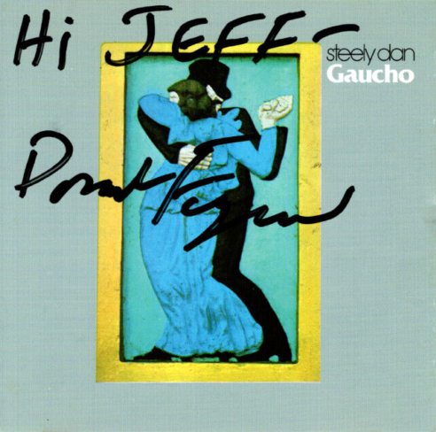 An autographed copy of Steely Dan's 'Gaucho' that Donald Fagen gave to Jeff Porcaro