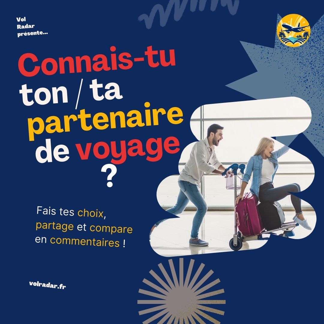 VolRadar's tweet photo. Connais-tu vraiment ta/ton partenaire de voyage ? 🌍Partage ce test et compare vos résultats ! 📷#test #volradar #vacances #voyage #swipe #choices #pourtoi   

→ Thread🧵👇 https://t.co/isl5APsQye