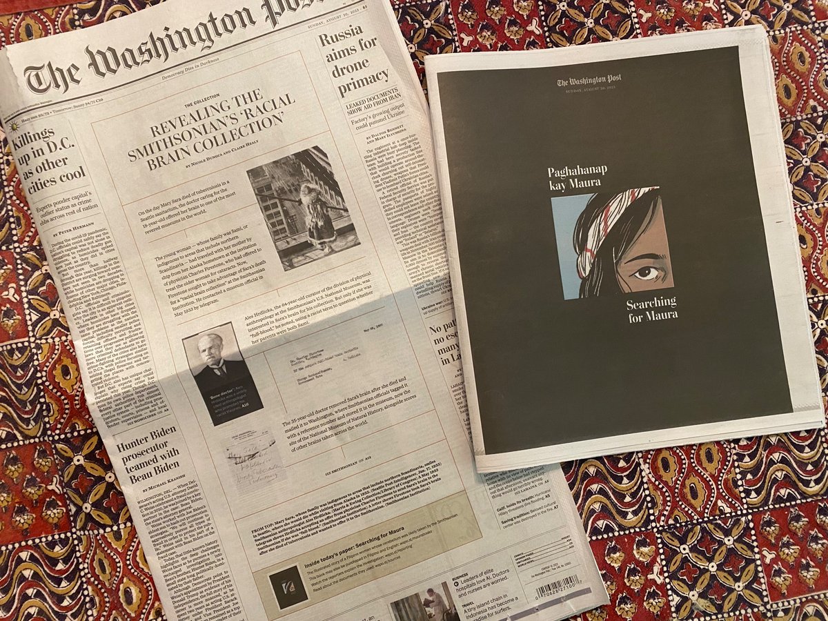 if you pick up today’s Washington Post, you’ll see our series about the Smithsonian’s “racial brain collection,” including the illustrated investigation, “Searching for Maura” with art from @twtnirenren. thank you @tmac0201 for this amazing design. wapo.st/45edayF