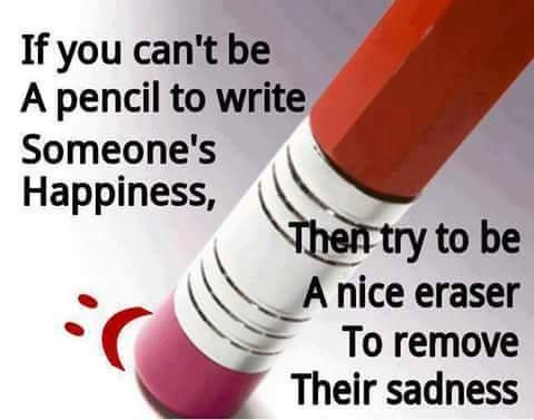 LEAD_Coalition's tweet photo. If you can't be a pencil to write someone's #happiness, try to be the eraser to remove their sadness. 

#mentalhealth #caregiving #kindness #quote https://t.co/GgXz6F1xJN