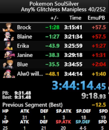 Pokémon Noir qui ne voulait pas de moi, alors j'ai lancé une run random d'HGSS qui a PB (temps top 6 monde), quelle dinguerie (c'est la 2e fois en 2 streams, peut-être un message caché...)