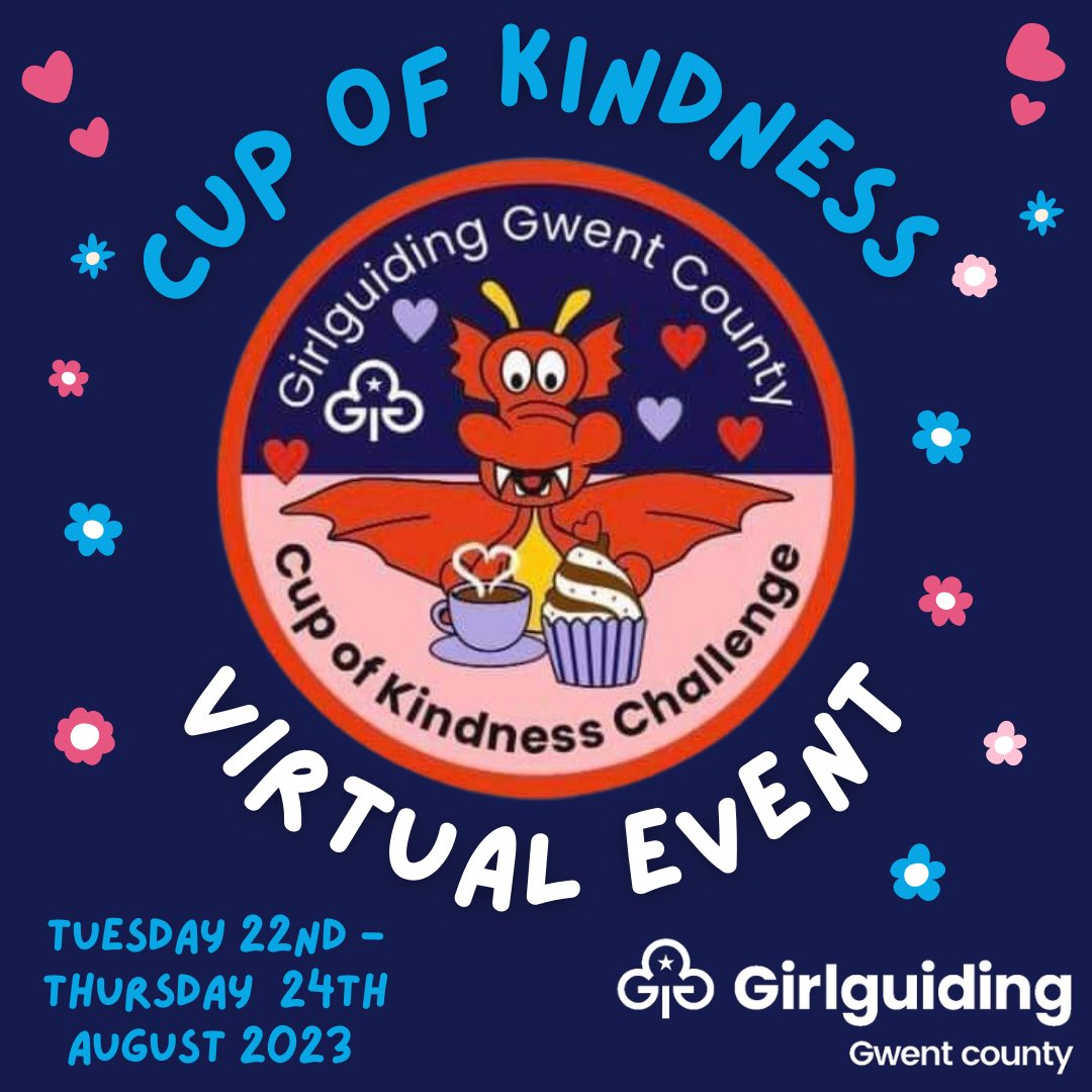 EXCITED to announce our new challenge badge &amp; our virtual event that’ll take place this week!

The Cup of Kindness challenge! 

Keep an eye on our social media between Tuesday 22nd and Thursday 24th August for all the activities we’ve compiled for this event! 

#girlguidinggwent