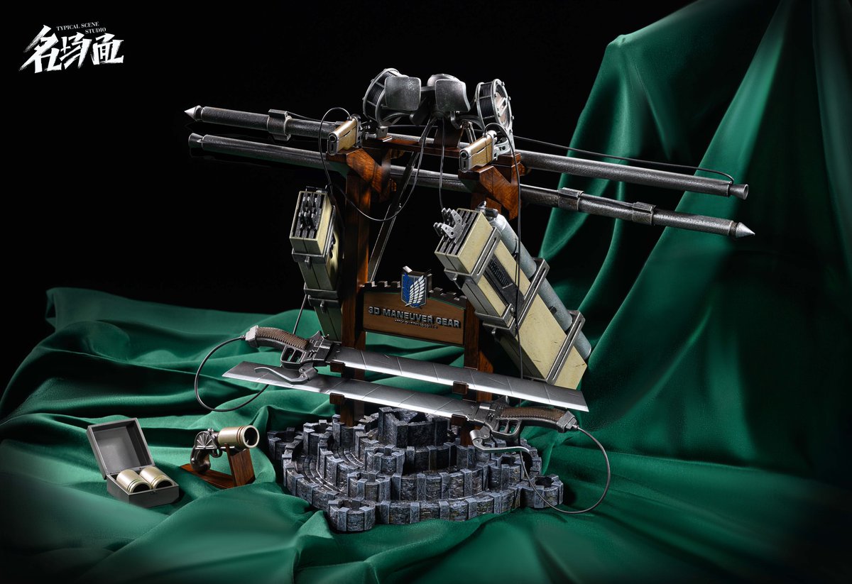 Typical_Scene's tweet image. we present to you our 8th product: 1/3 scale maneuver gear(metal blade), the walls and the regions metal badge . although it is not a character, but it's really a delicate piece of work!