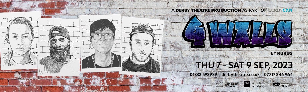 My third show of the year! 🙌🏾🙏🏾 
#4Walls by the brilliant <a href="/RUKADIAH/">Ruk Da Rapper</a> 
<a href="/derby_can/">Derby CAN (Creative Arts Network)</a> @DerbyTheatr there’s lots in this one: rap, spoken word, poetry, dance, singing, 🔥music, exploring what home means. Come and see a cast of 21 🤯tell a dynamic story! 👇🏾