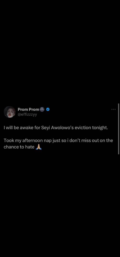 Ife_brownie's tweet photo. This was me today but I’m up and Seyi isn’t even on the list this time #BBNaijaAllStars #Bbnaija https://t.co/xG8a1RqsTB
