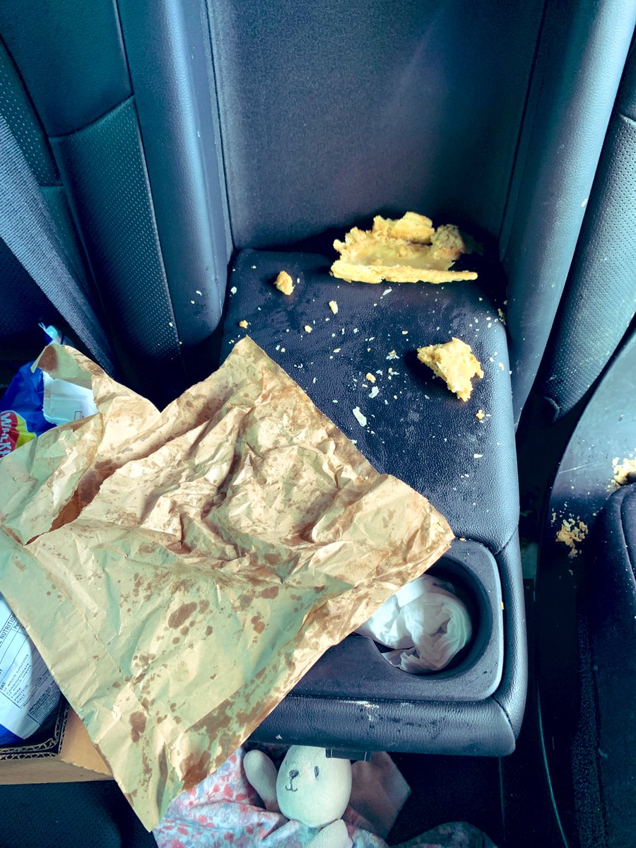 Me before kids: “I’m not going to let them eat in the car.”
Also me, 3.5 years later 🤦‍♀️: