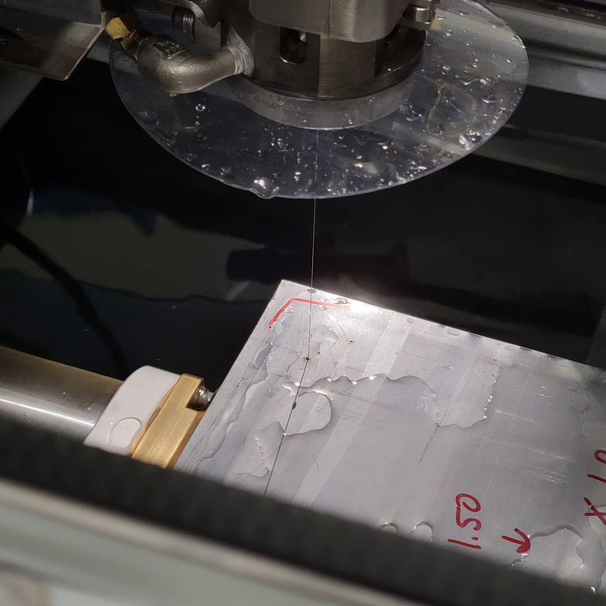 stateandunion's tweet photo. Thread the needle!
Here we predrilled the sheet with our EDM hole popper and then used the self threading feature on the wire EDM to start from inside the hole.
#StateAndUnion #customshop #wireEDM https://t.co/0HkPc190Sm