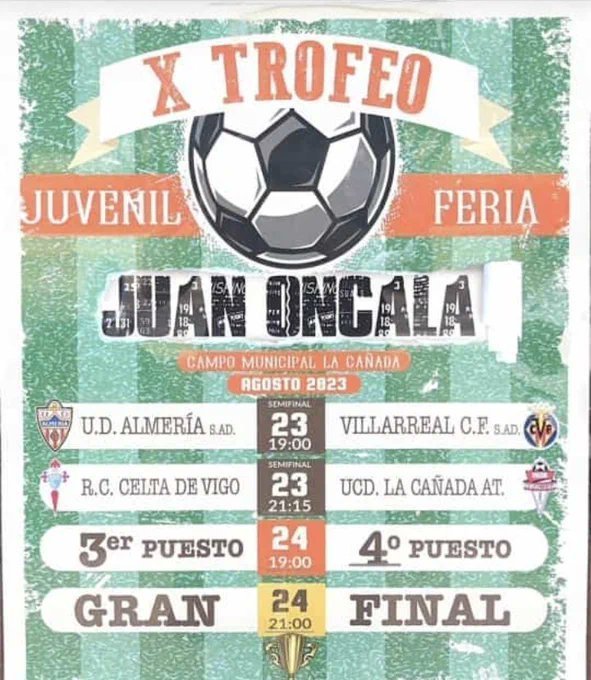MCeleste1923's tweet photo. #ACanteira

O @RCCelta Xuvenil A disputará o vindeiro 23-24 de agosto o 'X Torneo de Feria Juan Oncala'.

Os de @AlbertoSuarez_6 debutan o 23 no torneo xogando ás 21:15h fronte o @UCDLACANADAAT. Antes xogan os xuvenís do @U_D_Almeria e @VillarrealCF

📸 @objetivocantera https://t.co/aPsNbkbXmo