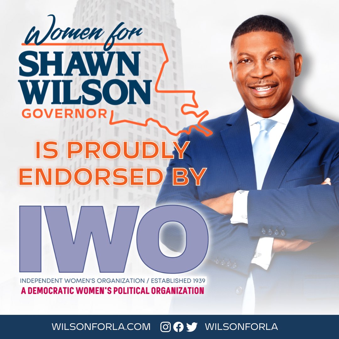 wilsonforla's tweet photo. I’m honored to announce that @IWONewOrleans has endorsed my campaign for Governor by acclamation! 

We are ready to get to work to ensure women and children throughout Louisiana have the support and resources they need to thrive.

Together we can: 

➡️ Reverse the trend of Louisiana's troubling maternal mortality rates
➡️ Support families at and around the time of a child’s birth through early childhood in order to support the development of young brains
➡️ Support paid family medical leave
➡️ Achieve equal pay for equal work
➡️ And more! 

Join Women for Wilson now at https://t.co/NbZvcYUqTH. 

#lalege #lagov