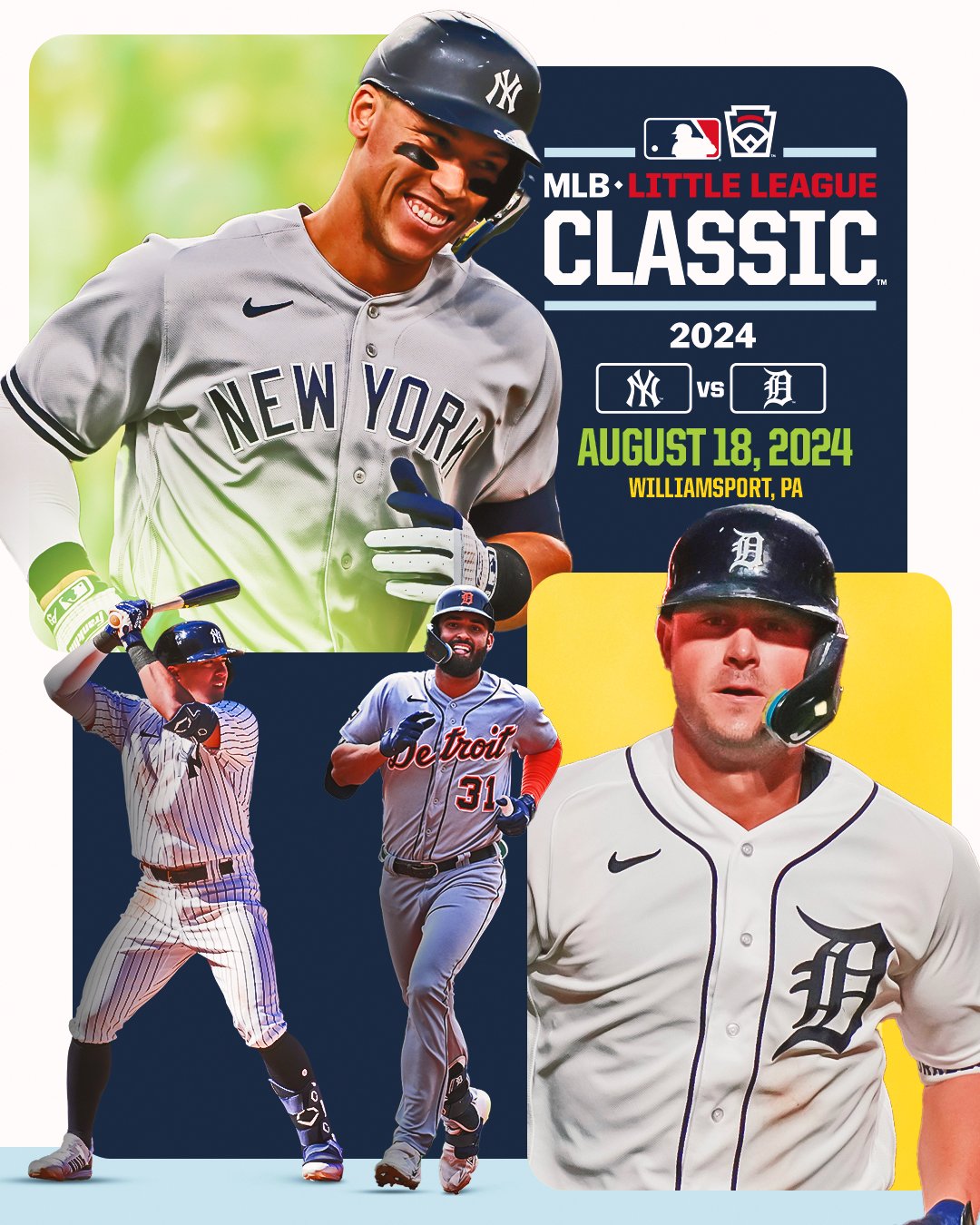 MLB on X: Mark your calendars for next year's #LittleLeagueClassic as the  @Yankees and @Tigers will make their way to Williamsport, PA on August 18,  2024.  / X