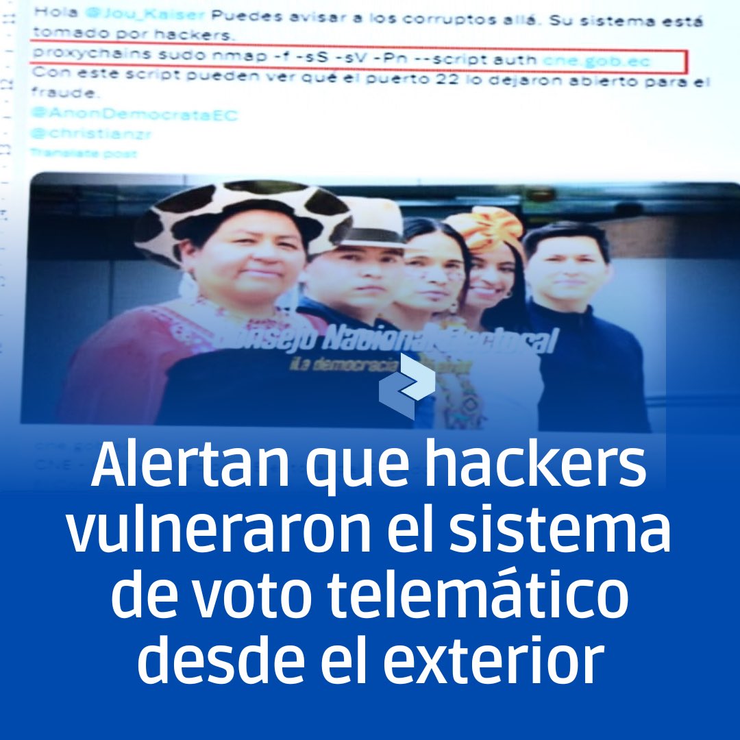 🔴Atención: 
Se confirma el ingreso no autorizado de hackers al sistema de voto telemático desde el exterior y la posible manipulación de la votación. Las credenciales para el ingreso se vendieron por la Dark Web, según confirmaron a Código Vidrio fuentes de Inteligencia del