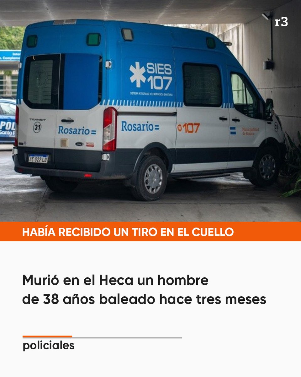 🔴 Un hombre de 38 años falleció este domingo a la mañana en el Hospital de Emergencias Clemente Álvarez (Heca) luego de ser atacado a tiros en mayo pasado en calle Centeno al 2600, zona suroeste de Rosario.

⚠ La víctima fatal fue identificada como Alejando Walter Cantero.